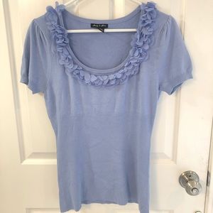 Audrey & Grace sweater in lilac.Floral/ruffle neck